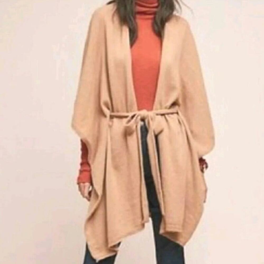 Anthropologie Saturday Sunday Belted Knit Poncho Cardigan One Size